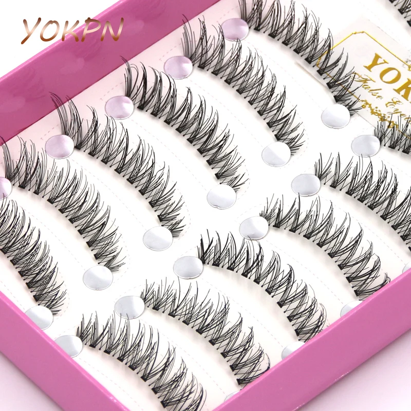 

YOKPN Cross False Eyelashes Naturally Short Paragraph Soft Transparent Stems Thick False Eyelashes Fake Eyelashes Tool Makeup