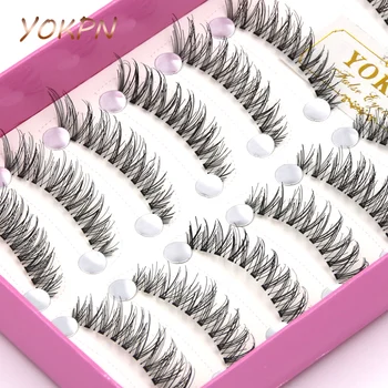 

YOKPN Cross False Eyelashes Naturally Short Paragraph Soft Transparent Stems Thick False Eyelashes Fake Eyelashes Tool Makeup