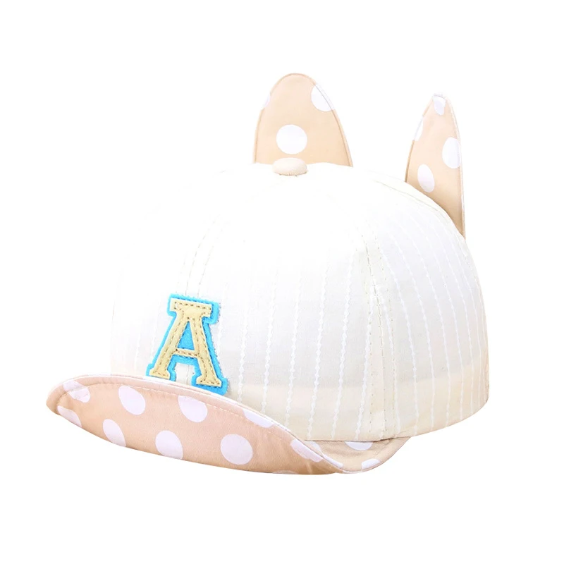 Rabbit Dot Baby Caps With Ears Cute Letter Baby Baseball Caps Boys Girls Sun Caps Striped Fashion Toddler Hat Baby Boys Clothing (2)