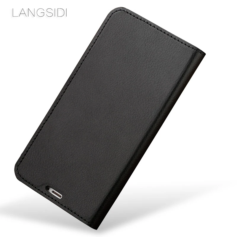 

wangcangli Case For Huawei V9 Play Handmade Genuine Leather Wallet Flip Cover Card Slot Business Holster litchi texture