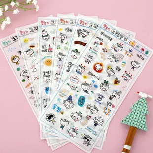 

6 Pcs/Pack Diary Companion Transparent Sticker Decorative Sticker DIY Scrapbooking Album School Stationery Stickers