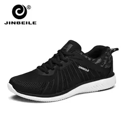 JINBEILE Для мужчин спортивные кроссовки начинающих легкая дышащая Для мужчин s модные кроссовки черный, красный синий зимний плюс бархатные