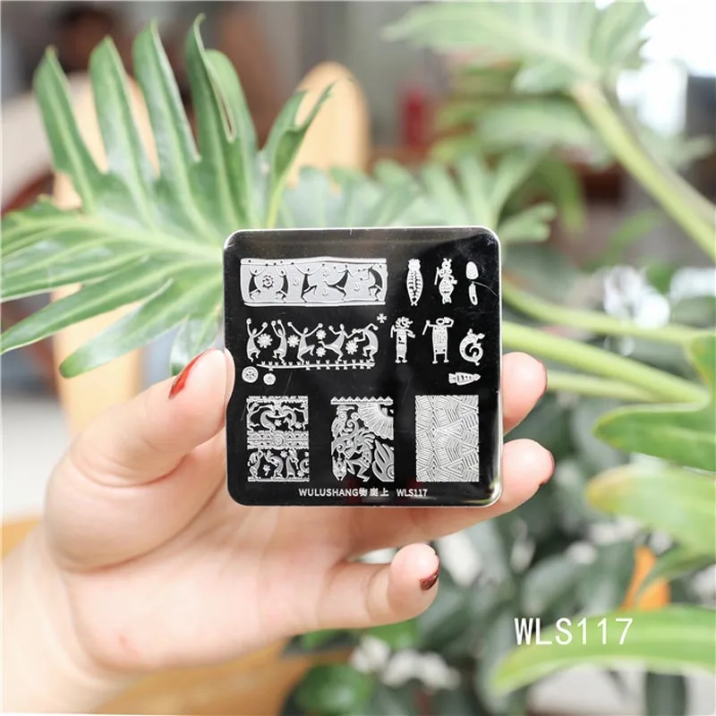 6*6 см квадратный WuLuShang ногтей штамповки пластины кружева цветок дизайн ногтей штамп шаблон изображения пластины инструменты для трафаретов - Цвет: WLS117