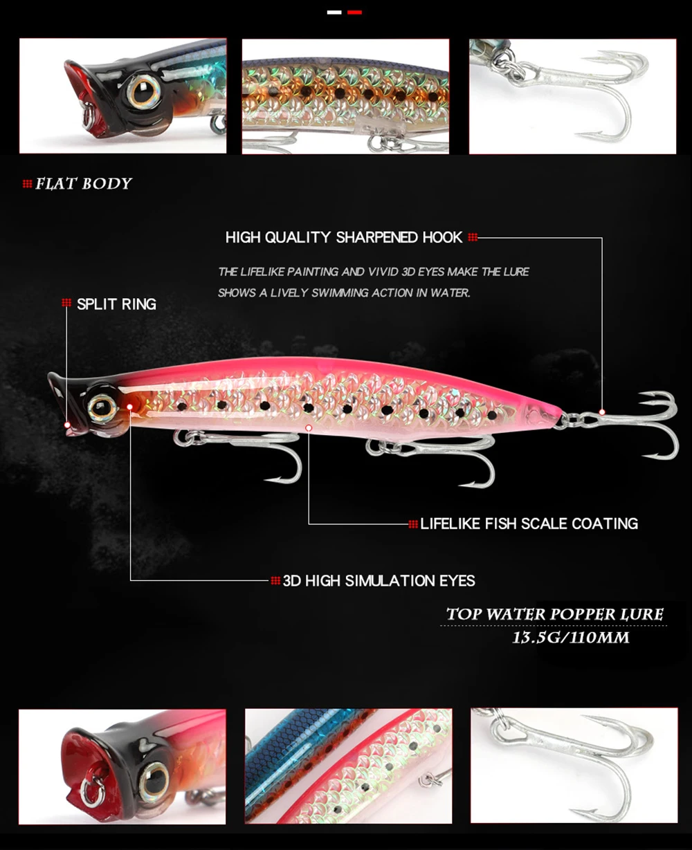 Mises 11 см 13,5 г пять цветов плавающая бионическая Поппер приманка искусственная приманка пластиковая жесткая приманка Рыбная приманка вобблер
