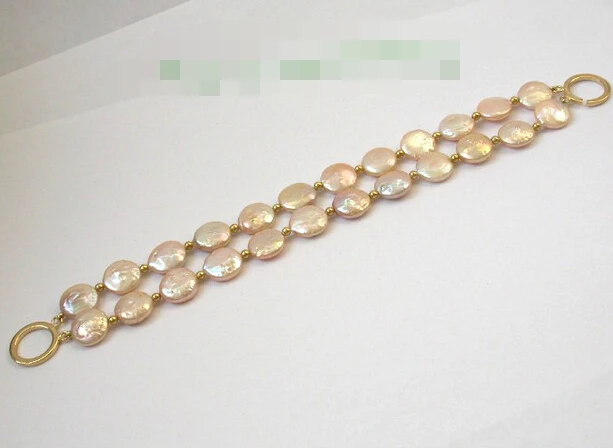 

Hot selling>@@ > 09824 round pink coin freshwater pearls bracelet -Bride jewelry free shipping