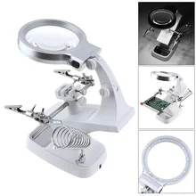 3X / 4.5X Desktop Multifunctional Welding Magnifier USB 360 Rotation Lens Tool with Alligator Clip Holder Clamp and 10 LED Light 3X / 4.5X Desktop Multifunctional Welding Magnifier USB 360 Rotation Lens Tool with Alligator Clip Holder Clamp and 10 LED Light
