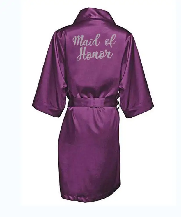 Plain Satin Robes Women Wedding Robe Bride Bridesmaid Robes Dressing Gown Silk Robe Slipper