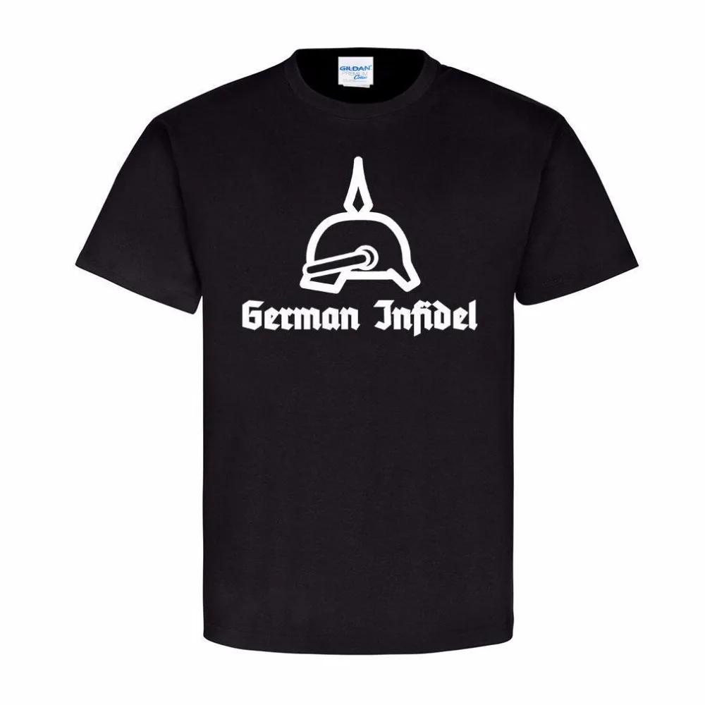 Новая мужская футболка летняя немецкая Infidel Pickelhaube с капюшоном|Футболки| |
