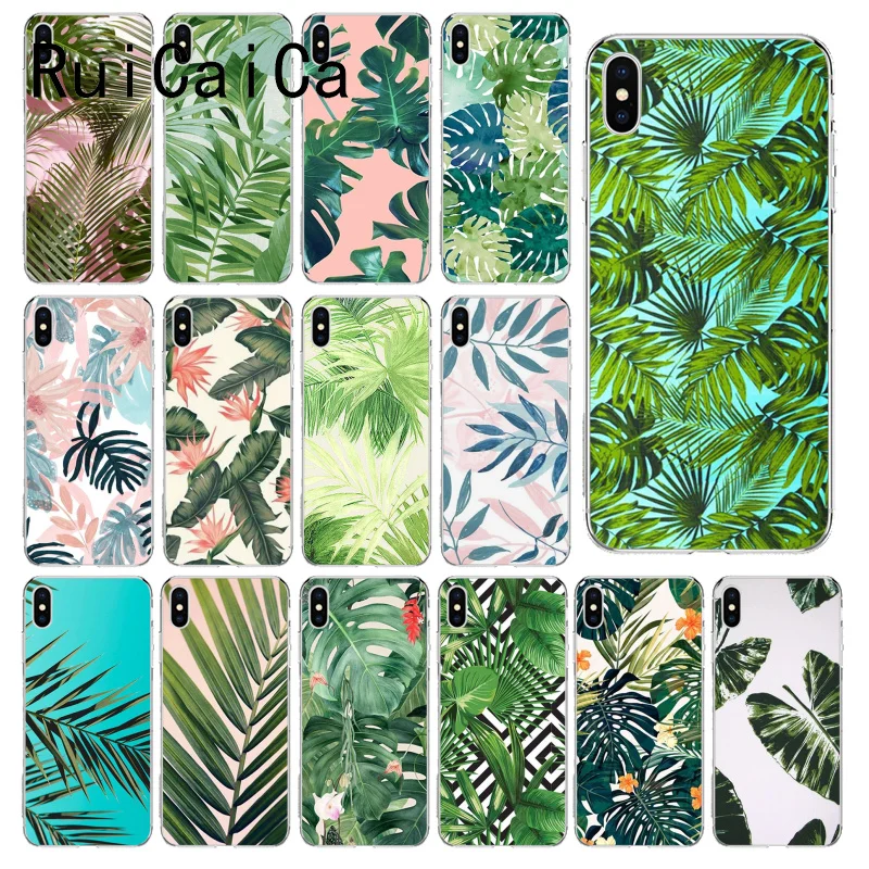 RuiCaiCa Palm tree Leaves Plant Flower Cover Soft Shell Phone Case for iPhone 6S 6plus 7 7plus 8 8Plus X Xs MAX 5 5S XR 10 | Мобильные