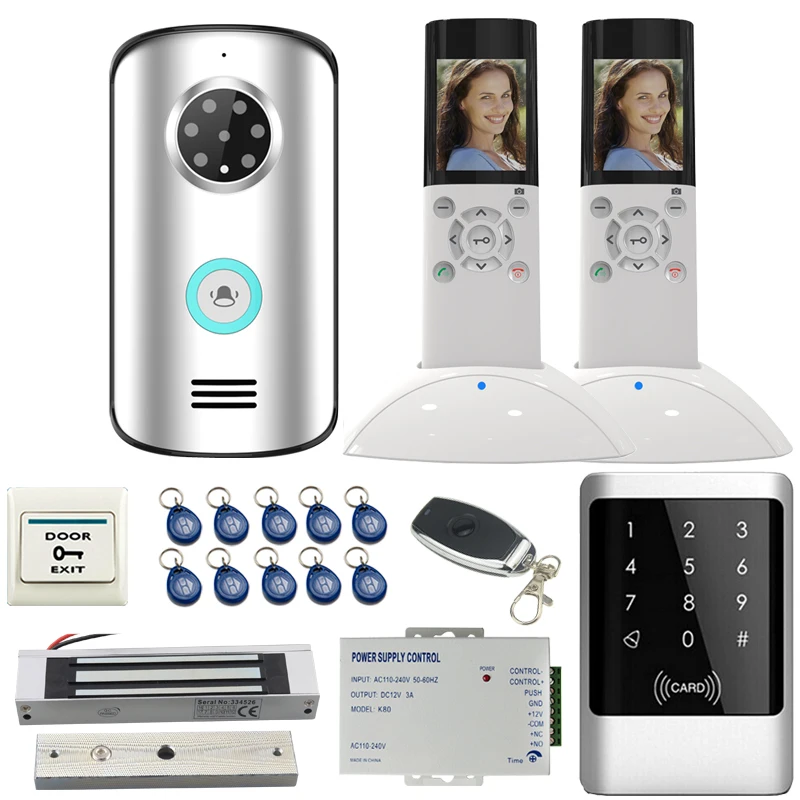 

JERUAN Wireless Video Door Phone Doorbell Remote unlock Intercom system kit Waterproof IP55 Camera +RFID Access controller 1V2