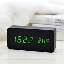 Wooden LED font b Alarm b font font b Clock b font with Temperature Sounds Control