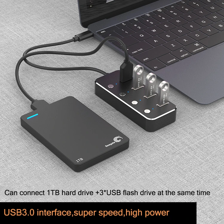 Продажа Алюминий сплава 4 Порты и разъёмы font b USB b font 3,0 концентратор суб контроль переключатель ступицы 30 60 120 см кабель до 5 Гбит с разветвитель для мульти за...
