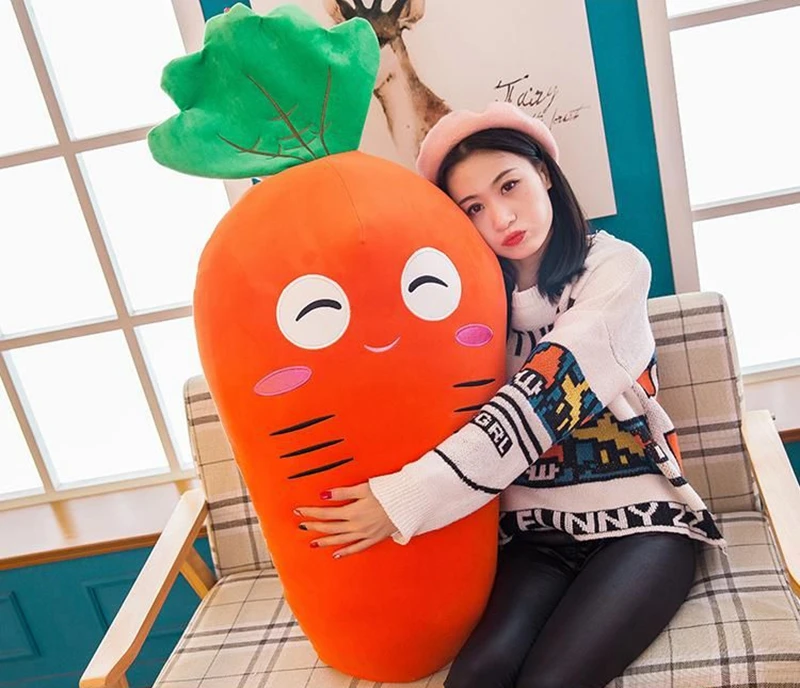 Dorimytrader lovely soft cartoon carrot plush pillow stuffed anime vegetables toy doll 2 models gift for girls and boys 110cm 80cm DY61960  (15)