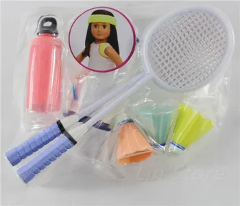 

Badminton Sports Set Doll Assessories Fit for 16-18" inch Doll,American Doll,43cm Doll or Other 40-46cm Doll Used