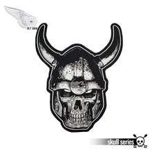 Один воин череп большой размер патч куртки мотоциклетный Байкерский патч 31 см высокий черный твил на заказ