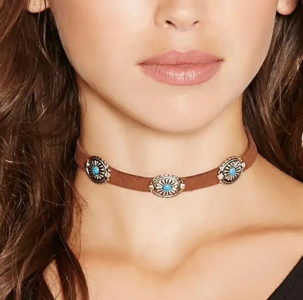 

XIYANIKE New Arrival Bohemian Vintage Choker Necklace for Women Maxi Punk Gothic Velvet Leather Flower Necklace N226