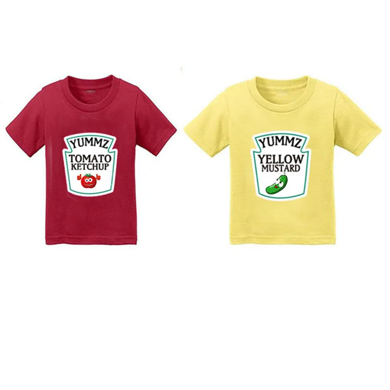 

Kids Tops Summer Baby Tshirt 2018 Short Sleeve Cotton Toddler Boy Girl Tshirt Yummz Tomato Ketchup and Yellow Mustard