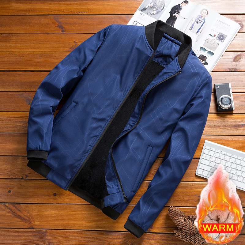

Men's Autumn Winter Brand Casual Bomber Jacket Men Plus Velvet Coat Male Thicken Warm Pockets Jackets Slim Fit Jaqueta Masculina