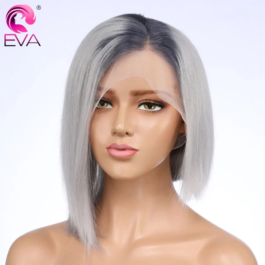 

Eva Hair Short Lace Front Human Hair Wigs Brazilian Remy Hair Straight Pre Plucked Lace Front Bob Wigs With Baby Hair Glueless