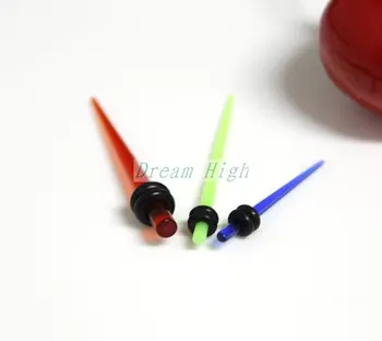 

HENGKE Jewelry UV Acrylic Ear Piercing Tapers Expanders Fashion Body Piercing Jewelry 200pcs/lot Free Shipping Mixed Color