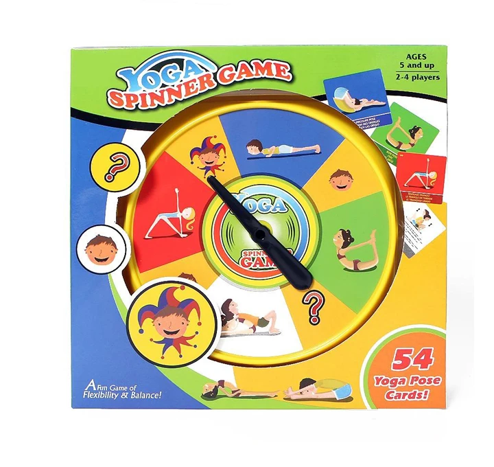 Kids Fun Yoga Spinner Desktop Game with 54 Pose Cards Family Party Toys