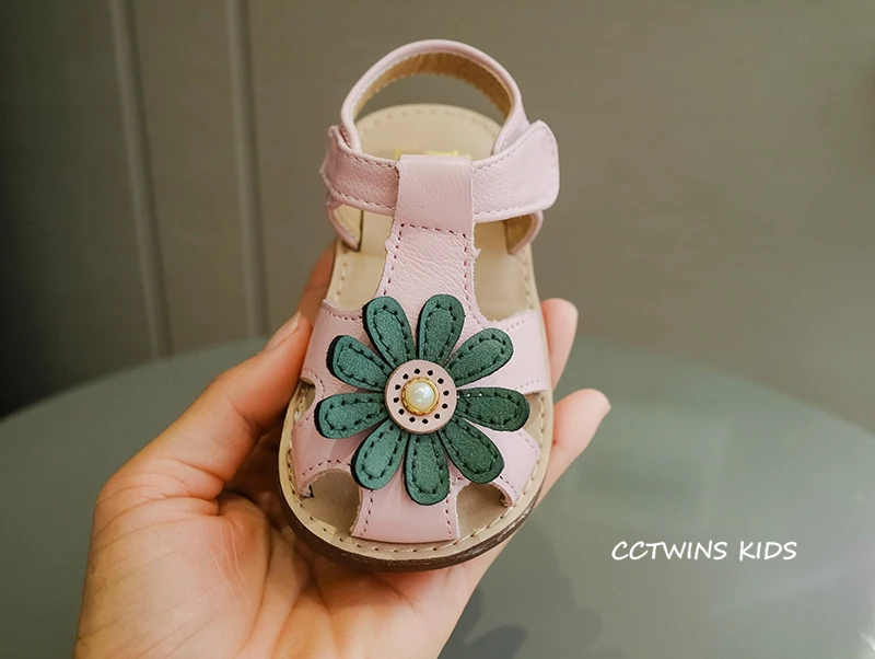 CCTWINS KIDS Spring Children Fashion Genuine Leather Toddler Girl Flower Shoe Baby Girl Brand Pink First Walker Flat FW082