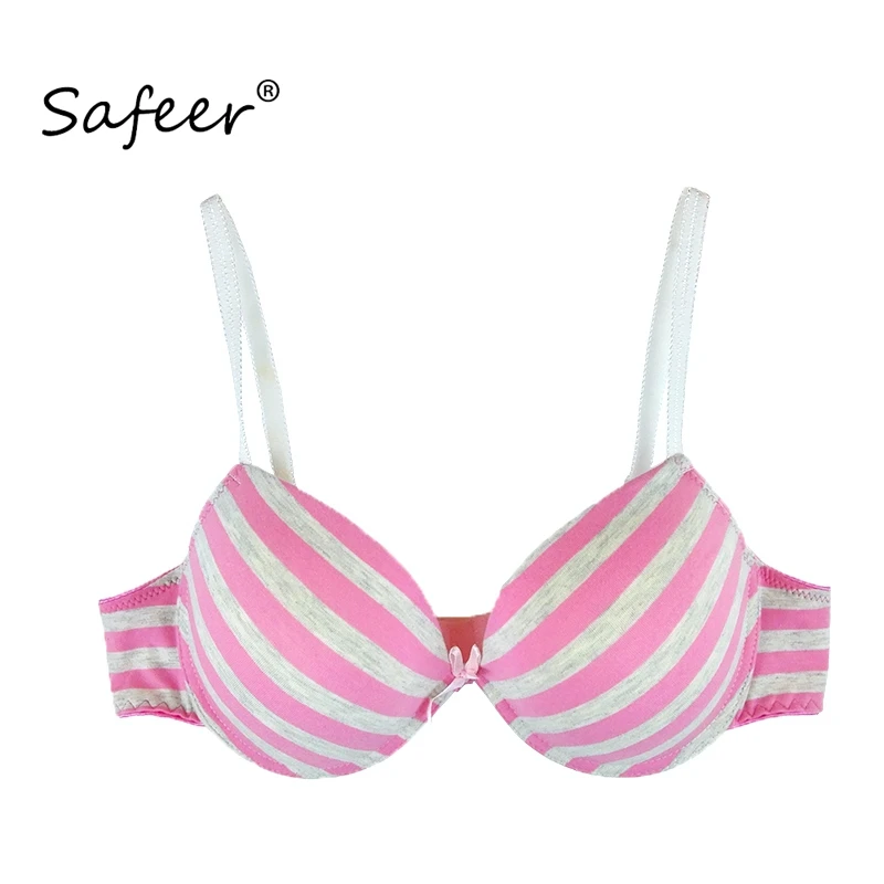 

Striped Bra Bralette For Women Push Up Bow Sexy Brassiere Underwear Pink White Cotton Femme BH Summer seamless 34-42 B Cup