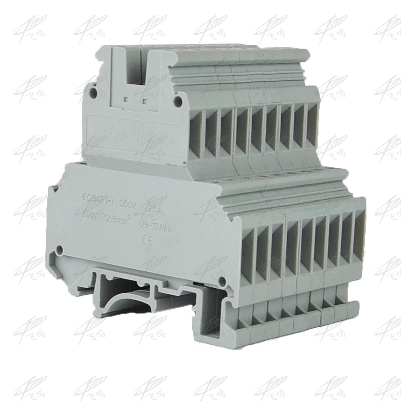 UKK3 Combined double layer wiring terminal 2.5mm2 terminal guide rail type small space terminal copper piece UKK3 50PCS