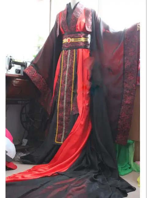 

2 Designs Mo Jiang Chong Lian Black Red Long Tailed Male Costume Hanfu Cos Dark Lord Xu Feng for Anime Xiang Mi Chen Chen