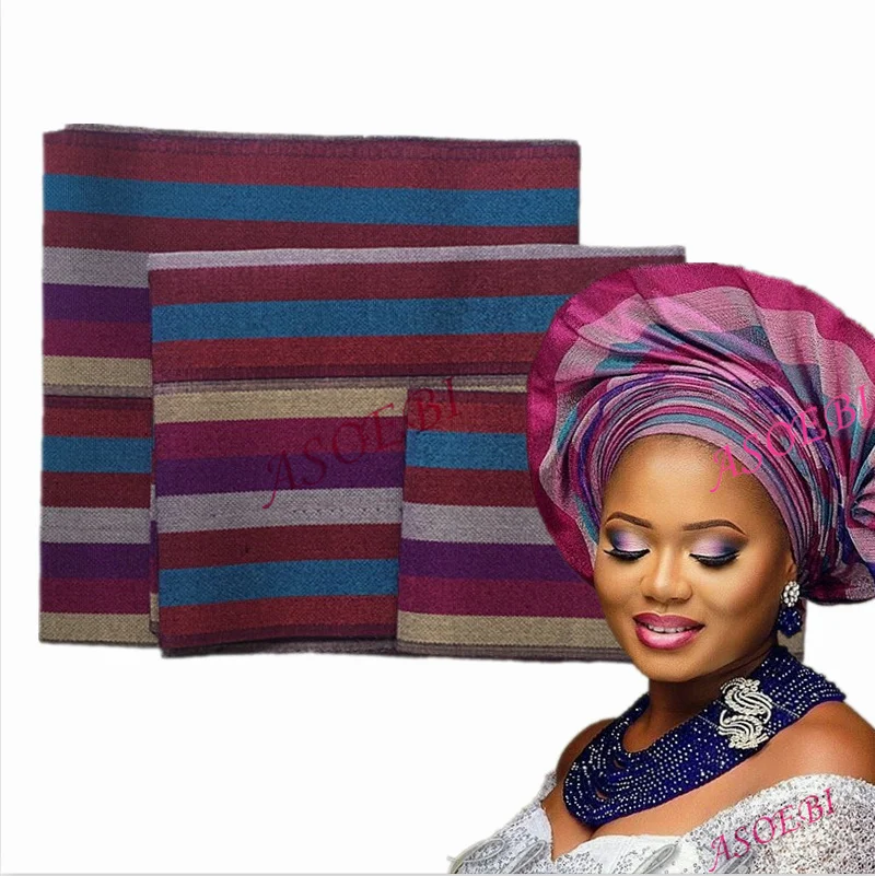 Nigerian Women 's Aso Oke Headtie Polyester Fabric ASO OKE 3 PCS Traditional For Engagement/Wedding 30 | Дом и сад