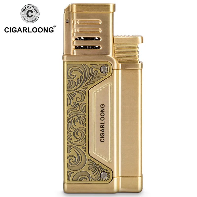

CIGARLOONG Cigar Torch Lighter Retro Alloy Windproof Straight Single Flame Portable Inflatable Gas Lighter JF-109D