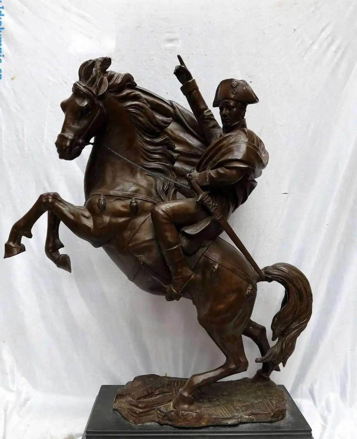 

27" China Art carved copper bronze Marble horse Napoleon Sculpture Statue