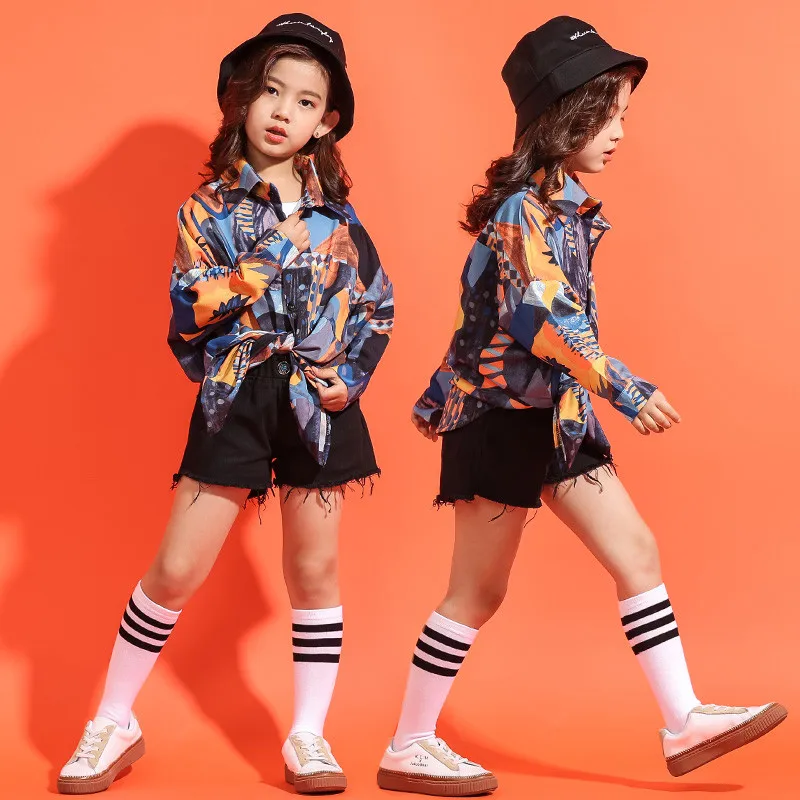 Long Sleeve New Pattern Girl Sir Hip-hop Dance Clothing Children JAZZ Korean Multi Color Suit Show Autumn Spring Clothes 180 T (7)