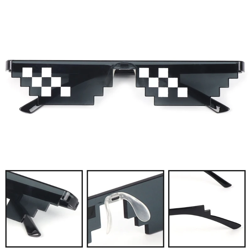 Thug Life очки дело с ним очки пиксельные женские мужские черные мозаичные солнцезащитные очки