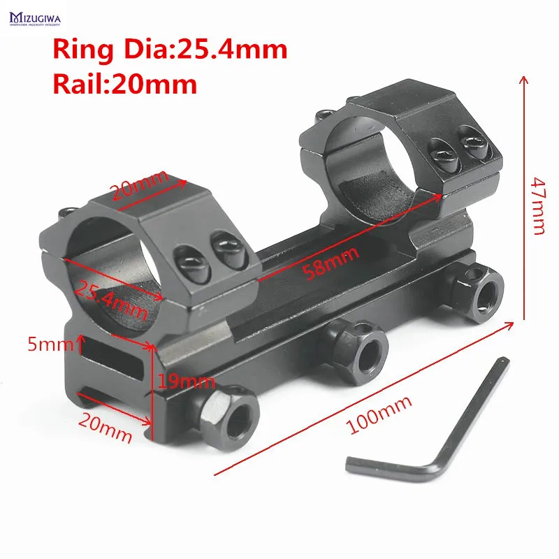 MIZUGIWA сверхмощный цельный плоский верх 25,4 мм прицел крепление двойные кольца Picatiiny кольцо ласточкин хвост адаптер 20 мм Вивер