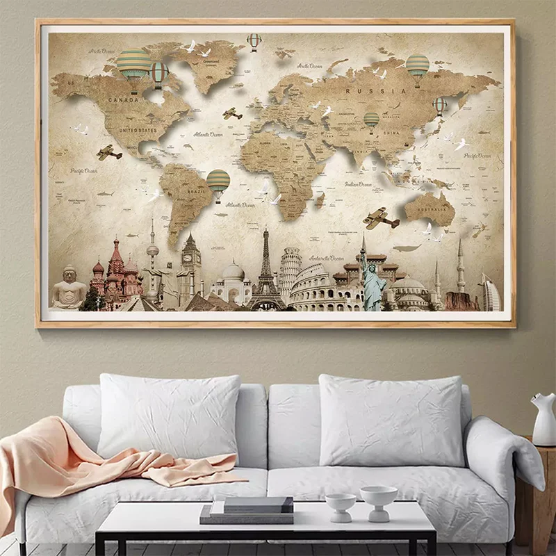 Any Size Photo Wallpaper Cartoon Square Map 3D Mural Wall Cloth Living Room TV Bedroom Background Wall Decoration Tapety