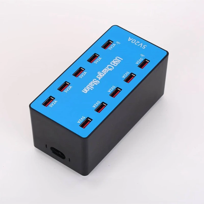 Usb Charger 100W 10 Ports Usb 20A Smart Desktop Charging Station For 5V 2A For Samsung Xiaomi Ipad Iphone X (Us Plug)