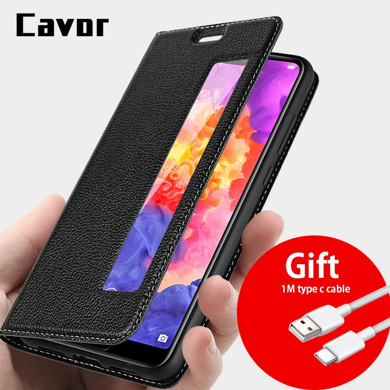 

Leather Smart Case For Huawei P20 Pro Flip Cover Magnetic Cases For Huawei P20 Pro Case Genuine Leather P20 Phone cases Funda