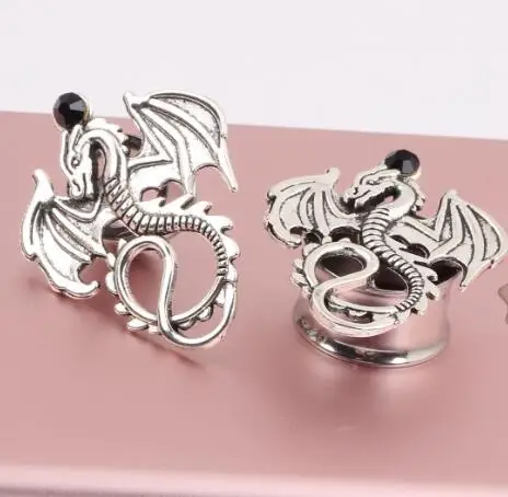 Stainless Steel Dragon Flare Ear Plug Tunnel Stretcher Flesh Gauge Stainless Steel Dragon Flare Ear Plug Tunnel Stretcher Flesh Gauge Expander Men Women Earrings Jewelry