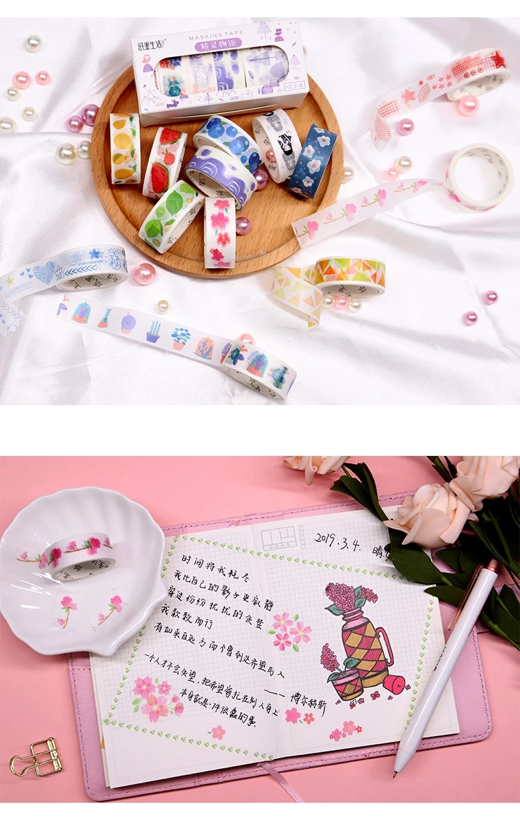 6 шт./компл. Kawaii весна подарок серии васи клейкие ленты дневник DIY Декоративные Бумага маскирования клейкие ленты японский канцелярские школьные принадлежности