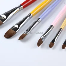 6 шт. круглые гуашь кисти для живописи маслом ласка щетка для волос с цветной ручкой товары для рукоделия