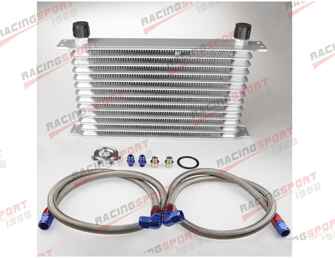 

Universal Trust style Engine transmission Oil Cooler kit 13 row 10AN-Silver + filter Relocation Kit  OICK-B-13Csilver