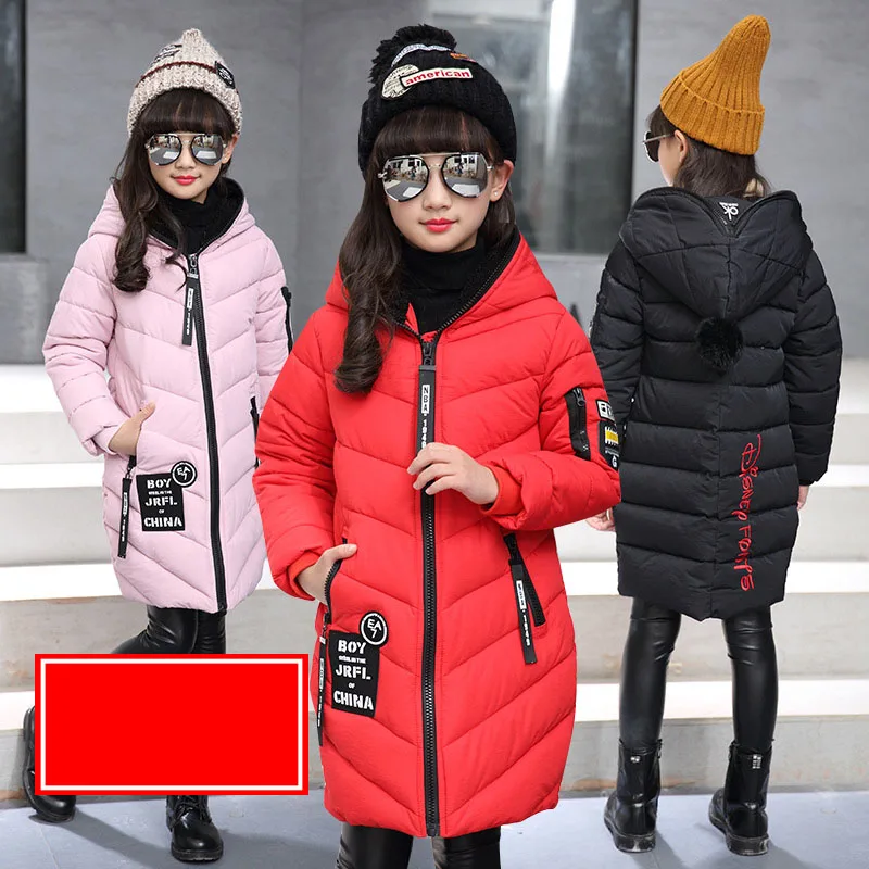 

Children Outerwear Winter Jackets Coats For Girls Fashion Down Jacket For Girl Long Zipper Thickened Coat 4 6 8 10 12 Years