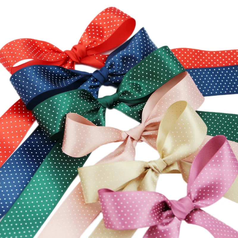 25 yards/lot Small Dots Printed Satin ribbon lovely series ribbons satin ribbons ribbon decoration ribbon supplies wrapping ribbon