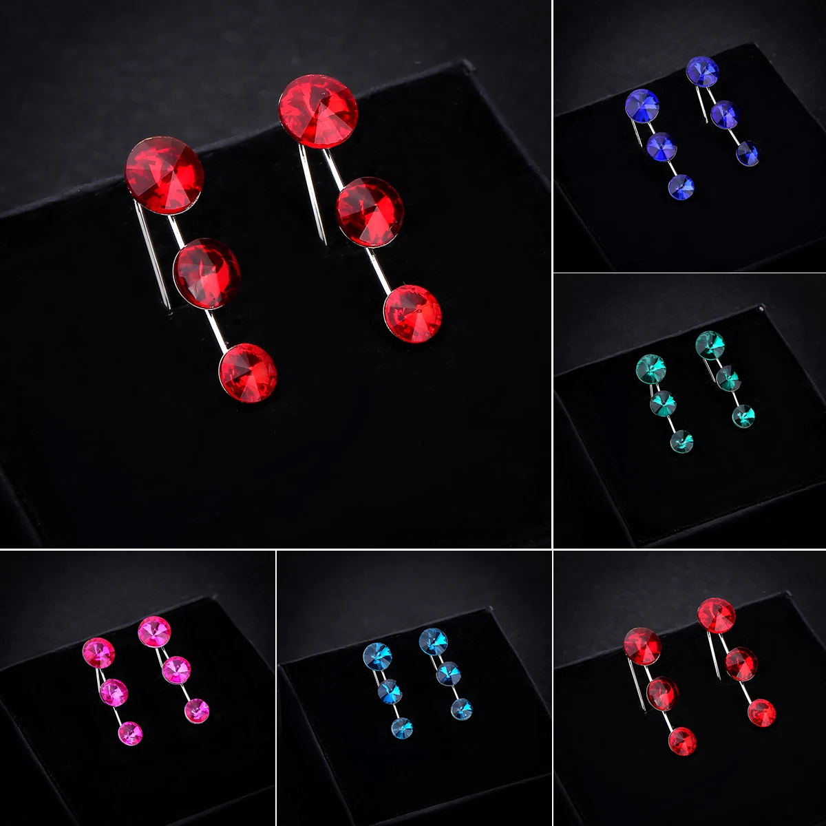 

Vintage Colorful Crystal Earring Cuff Sweep Wrap Shellhard Rhinestone Climber Ear Clip Cuffs Earrings For Women Jewelry Brincos