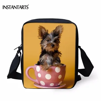

INSTANTARTS Kawaii 3D Cup Yorkshire Terrier Dog Print Small Schoolbags for Kindergarten Students Casual Girls Book Shouder Bag
