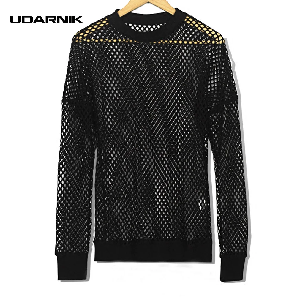 Men Mesh Top Shirt T shirt Dance Gothic Punk Long Sleeve