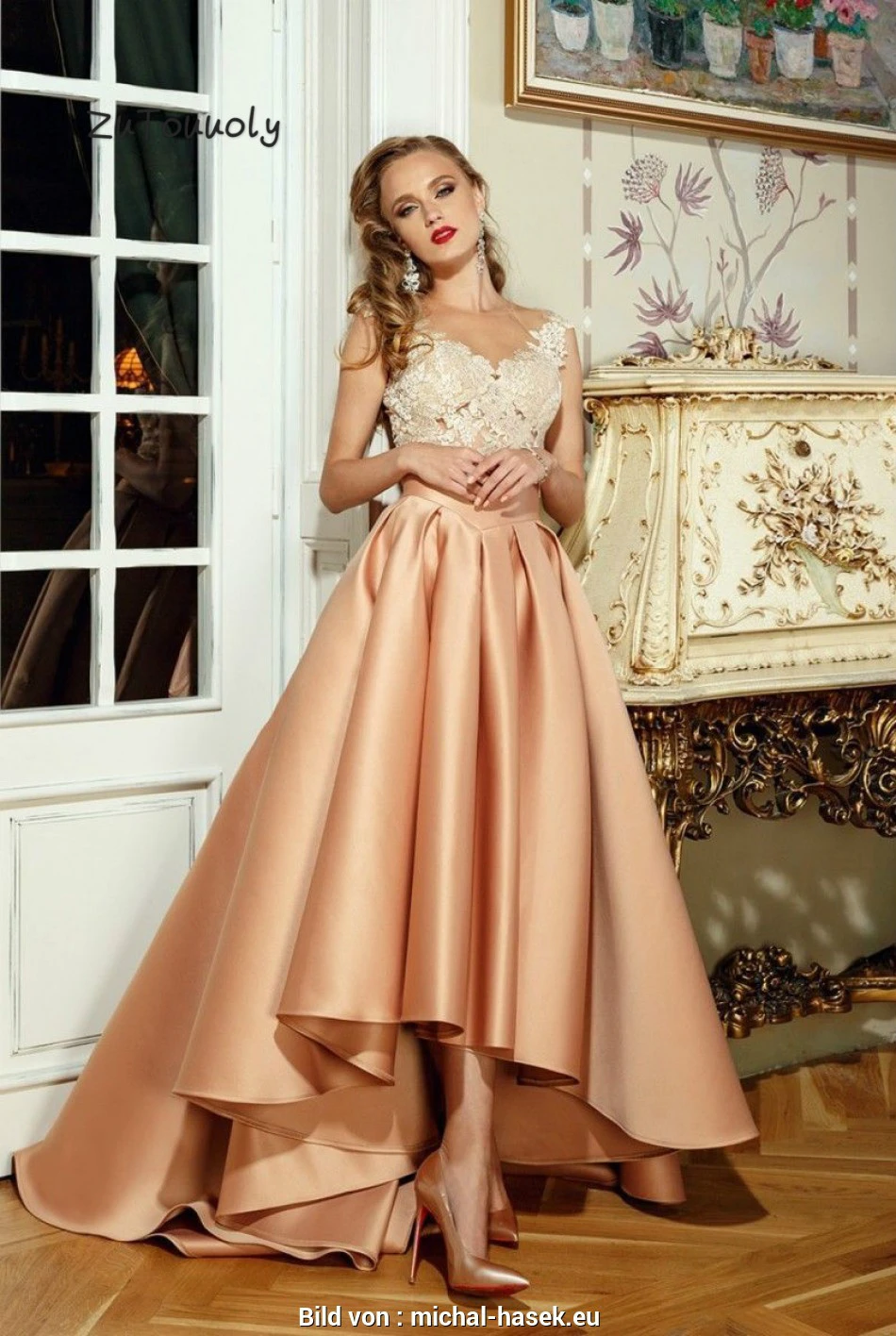 rose gold elegant gown