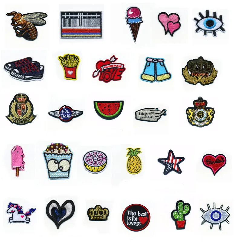 

Badges Animal Ice Finger Stars Love Patches And Patch Iron On Sew Fabric Sticker For Clothes Badge Embroidered Appliques DIY