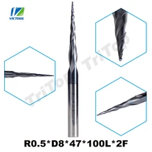 1 шт. R0.5 * D8 * 47 * 100L * 2F вольфрама твердосплавная фреза Биты мяч конический нос заостренный конец мельница 8 мм хвостовиком ЧПУ фреза Инструменты